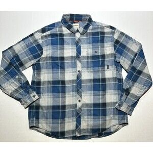 Simms Flannel Shirt Men's XL Blue Gray Plaid Long Sleeve Button Up  fishing hunt